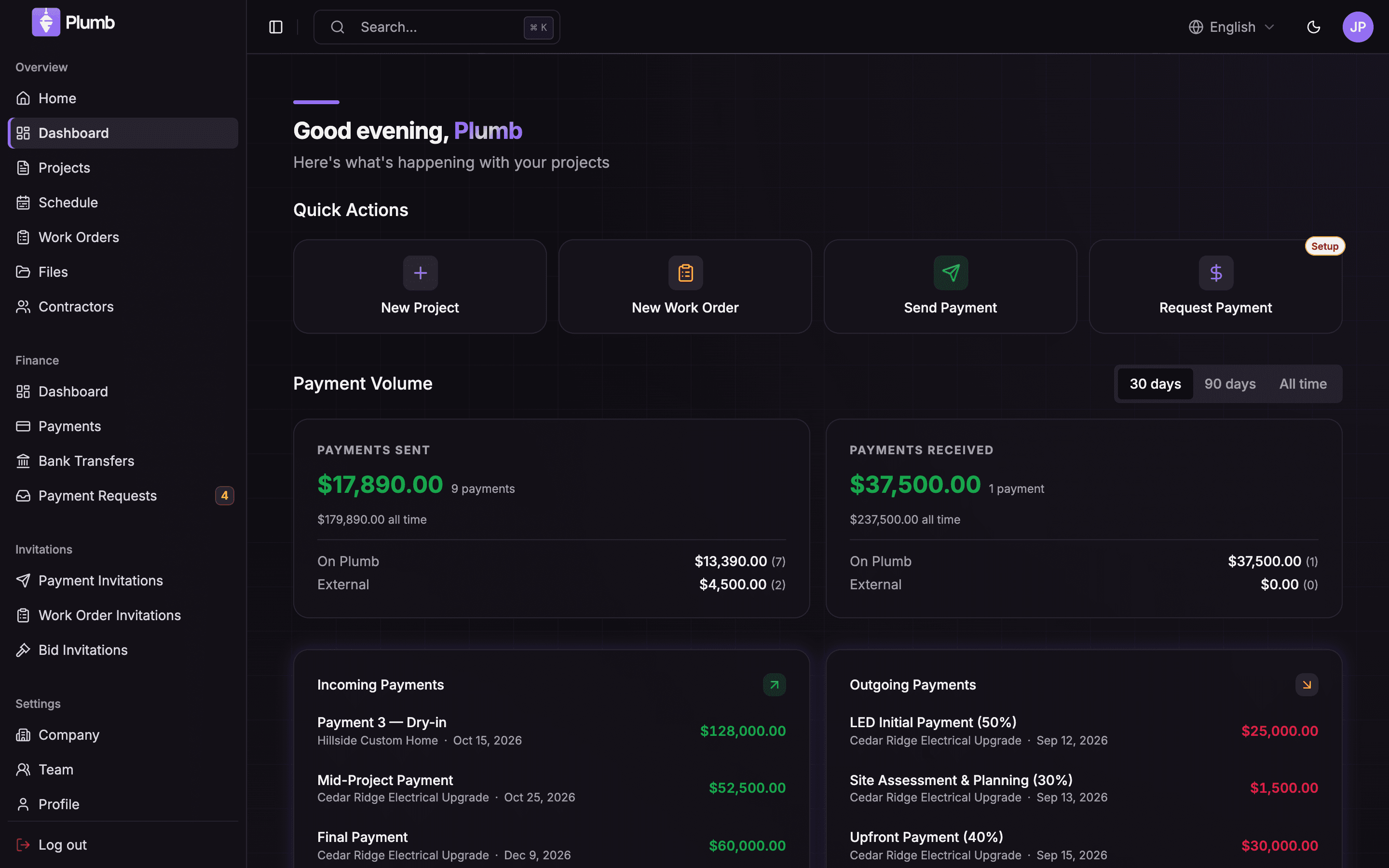 The Plumb dashboard