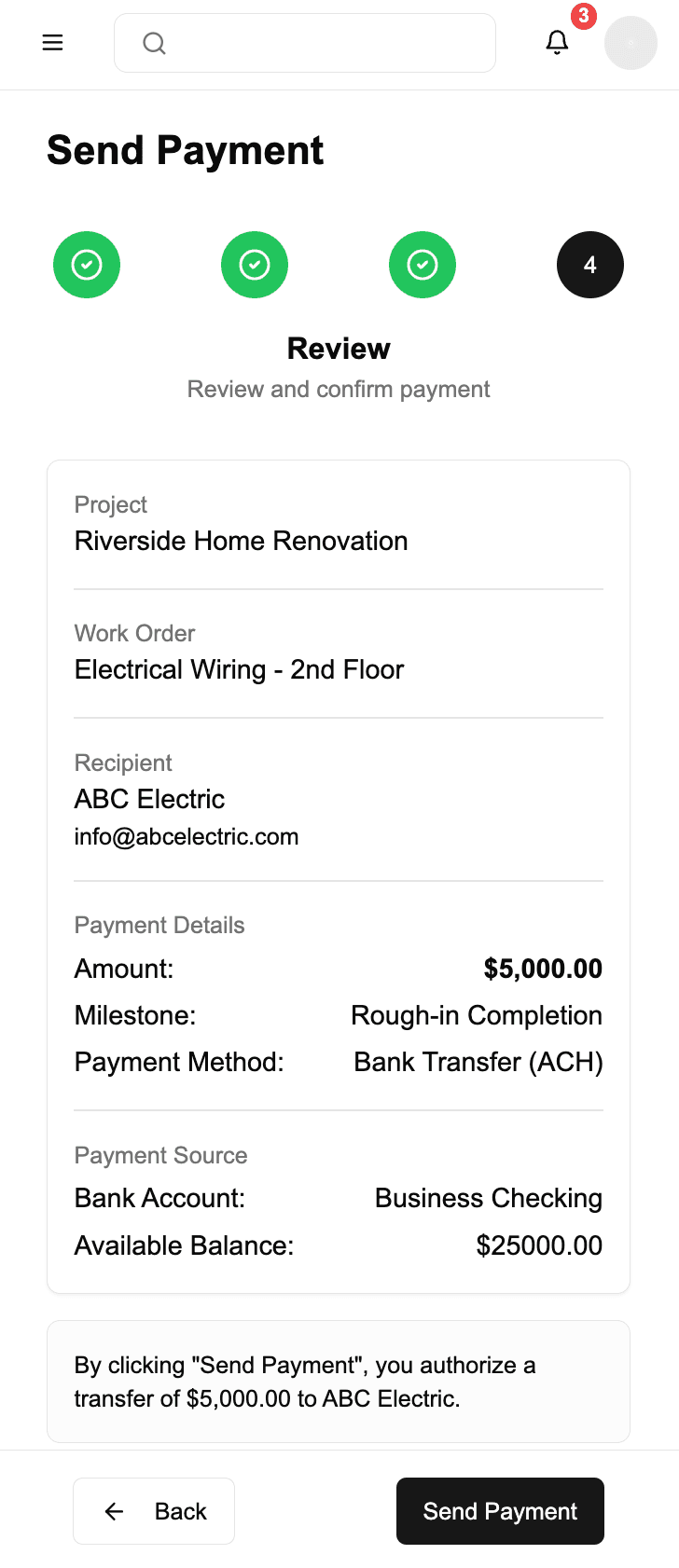 Requesting a payment on mobile